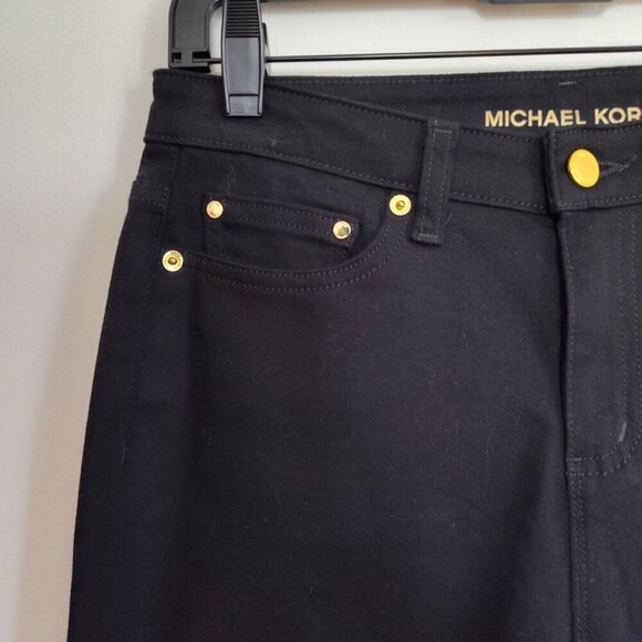 Ladies Petite SZ 8P Michael Kors Black Five-Pocket Denim Jeans - Picture 2 of 5